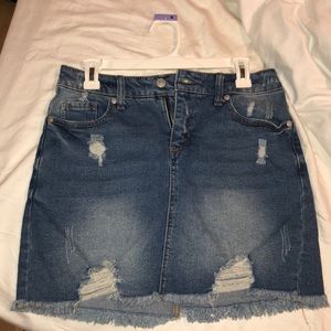 Ripped Vintage Inspired Denim Skirt